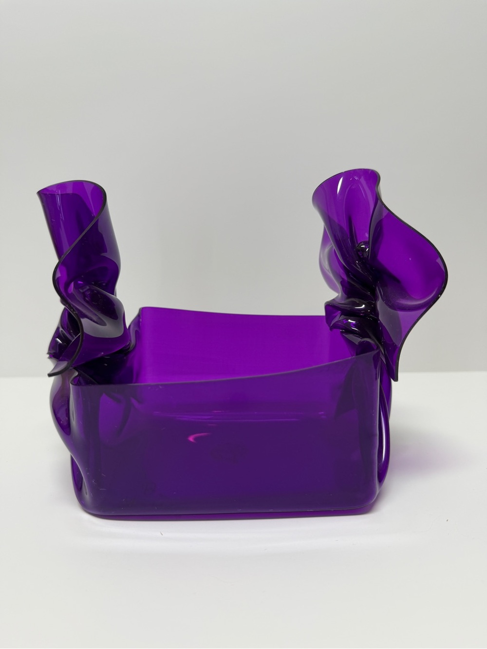 Vntg C.T Designs Charlevoix MI Signed Purple Acrylic Twisted Lucite Sculpture